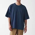 [MUJI無印良品]輕鬆保養聚酯纖維針織T恤L~XL深藍