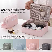 【Sayaka紗彌佳】日系簡約純色旅行便攜大容量化粧收納包 (大+小款)2件組 -灰色