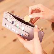 CHENSON真皮 8卡超薄卡包零錢包 (W19030-U)祼粉