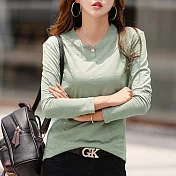 【MsMore】簡約韓版純色棉質顯瘦打底上衣#j107961 L 綠