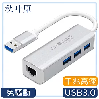 【日本秋葉原】USB3.0轉RJ45/3孔USB3.0千兆高速網路卡轉接器