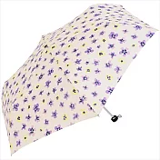 【日本nifty colors】日本抗UV晴雨兩用迷你折傘 ‧紫花地丁(米白)