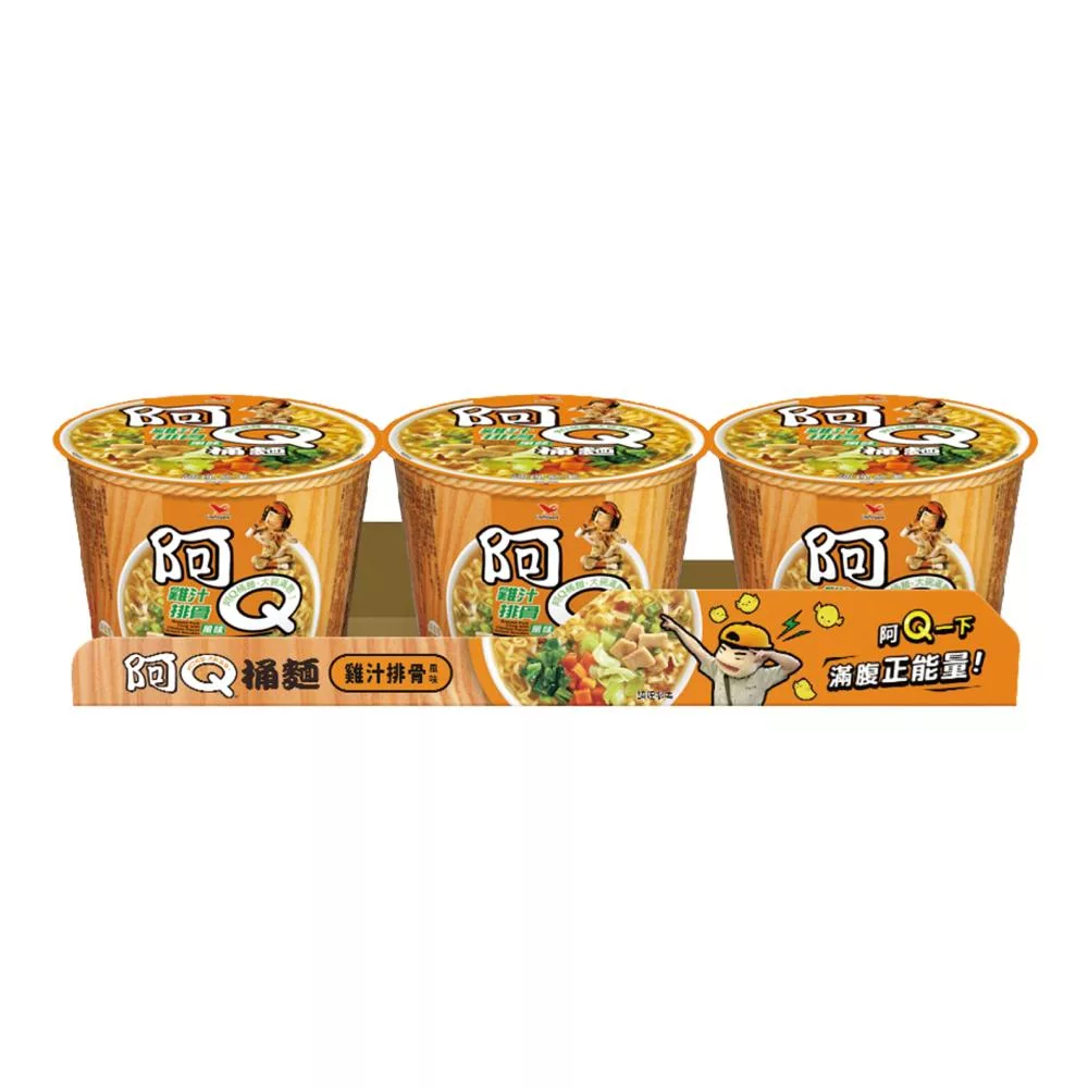 阿Q桶麵 -(到期日2024/4/15) 雞汁排骨風味(3桶/組)