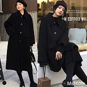 【MsMore】歐洲經典品牌新款毛呢大衣外套#108122M黑