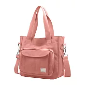 【EZlife】日系大容量休閒手提肩背兩用包-粉色