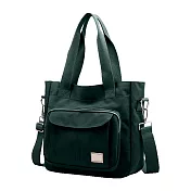 【EZlife】日系大容量休閒手提肩背兩用包-墨綠