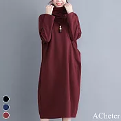 【A.Cheter】簡約剪裁口袋寬鬆大方棉柔洋裝#108089XL紅