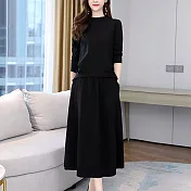 【MsMore】韓星金泰熙時尚2件式針織裙裝套組#107875-M黑