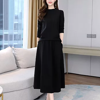 【MsMore】韓星金泰熙時尚2件式針織裙裝套組#107875-XL黑