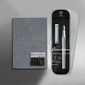 (博客來限定組合)【IWI】Takumi金標A6筆記本+Concision 簡約鋼筆(贈印章)-霧銀組合