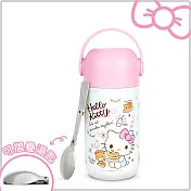 Hello Kitty 304不鏽鋼 雙層真空食物燜燒罐500ml附匙-甜蜜白