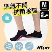 【titan】太肯 輕薄生活踝襪(22-25cm)M深藍