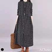 【A.Cheter】文青冬織品燈芯細絨洋裝#108194M黑