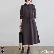 【A.Cheter】筆畫藝術采風雅致棉麻洋裝#108201L咖