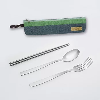 【MINE唐榮抗菌不銹鋼】流線型餐具組--和風綠