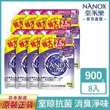 LION日本獅王 奈米樂超濃縮洗衣精補充包 抗菌 900gx8 抗菌