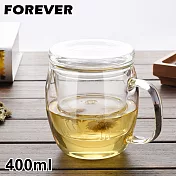 【日本FOREVER】耐熱玻璃把手馬克杯/茶具(附玻璃濾網)400ML
