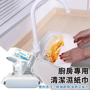 【EZlife】廚房專用清潔濕紙巾2包組(80抽/包)