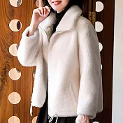 【MsMore】溫暖羊羔絨百搭氣質外套#108456XL米白
