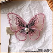 『坂井.亞希子』日本森林系手工刺繡蝴蝶造型髮夾 -粉紫色