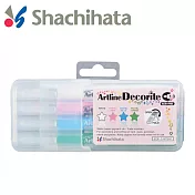 Shachihata 攜帶式螢光水板筆1.0馬卡龍色系(白+粉紅+藍+綠)