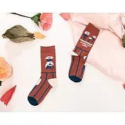 JDS設計襪 - 植物の人系列棉襪  *棕紅色