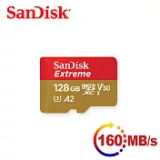 SanDisk Extreme microSDXC UHS-I V30 A2 128GB 高速記憶卡