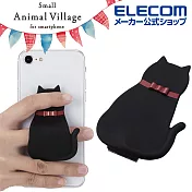 ELECOM 背影造型手機指環-黑貓