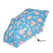 【日本Water Front】抗UV晴雨兩用超薄型輕量迷你折傘 ‧ 清新花卉(藍)