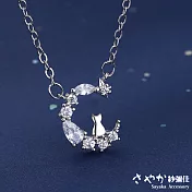 【Sayaka紗彌佳】神秘月光貓咪造型鑲鑽項鍊 -單一款式