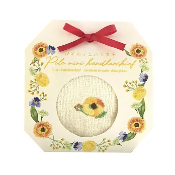 【日本KOJI】精緻禮物包裝小花彩邊純棉方巾 · 黃