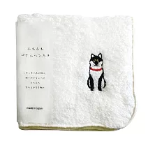 【日本KOJI】可愛柴犬柔軟純棉方巾 · 蹲立黑柴犬