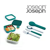 Joseph Joseph 超值野餐組(翻轉沙拉盒+不鏽鋼餐具-藍綠)