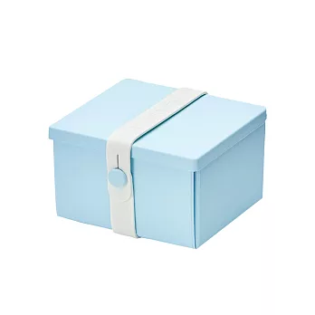 【uhmm box】丹麥環保摺疊點心盒 (淺藍色餐盒 x 純白扣環)-840ml
