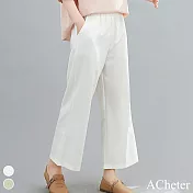【ACheter】韓版文藝寬鬆顯瘦棉麻感寬褲#108741 M 白