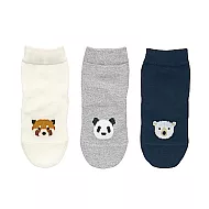 [MUJI無印良品]幼兒棉混腳跟特殊編織動物紋樣直角襪三雙組混色11~15cm