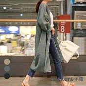 【Lockers 木櫃】韓版寬鬆棉麻防曬外套#11022513-3色 綠色