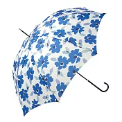 【because】日本晴雨兩用抗UV勾把直傘 ‧ 水彩花卉(藍)
