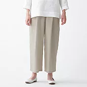 [MUJI無印良品]女法國亞麻寬擺八分褲 XL 淡棕
