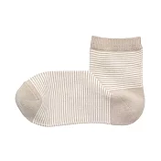 [MUJI無印良品]女棉混足口寬鬆舒適橫紋直角短襪23~25cm 淡棕橫紋