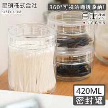 【日本星硝】日本製透明長型玻璃儲存罐420ML