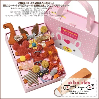 【akiko kids】日系公主風格甜心女孩造型24件髮飾禮盒套組  -J款橘色米奇