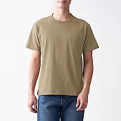 [MUJI無印良品]男有機棉粗織天竺附口袋短袖T恤 L 米色