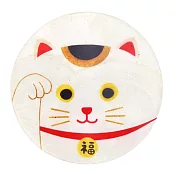 【TOMO】日本卡皮斯貝殼製可愛圖案圓型杯墊 ‧ 招財貓(白)