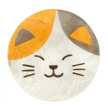 【TOMO】日本卡皮斯貝殼製可愛動物小臉圓型杯墊 ‧ 三花貓
