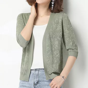【ACheter】日系輕柔薄款冰絲面料純色針織外套#109051 F 綠