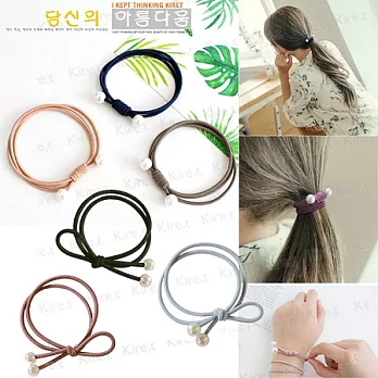 韓國手工打結珍珠髮圈 超值8入 雙層自然打結+三層唯美繞圈 髮束橡皮筋綁頭髮 Kiret
