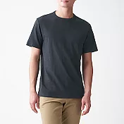 [MUJI無印良品]男有機棉節紗天竺圓領短袖T恤 XS 黑色