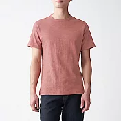 [MUJI無印良品]男有機棉節紗天竺圓領短袖T恤 XS 煙燻橘