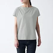 [MUJI無印良品]女有機棉節紗天竺法式袖T恤 XS 煙燻綠